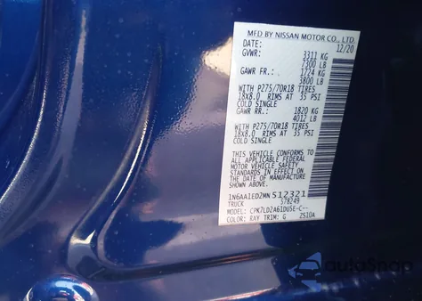 2021 Nissan Titan Pro-4X 4X4 из США, поврежденный, VIN 1N6AA1ED2MN512321